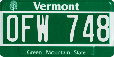 VT license plate OFW748