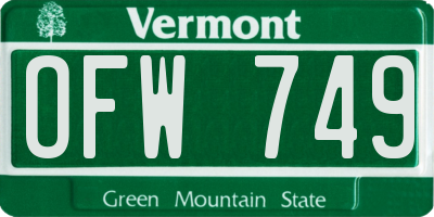 VT license plate OFW749