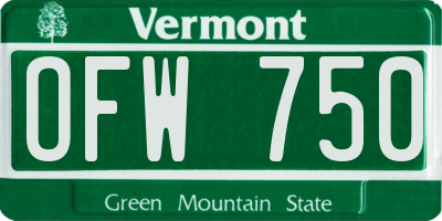 VT license plate OFW750