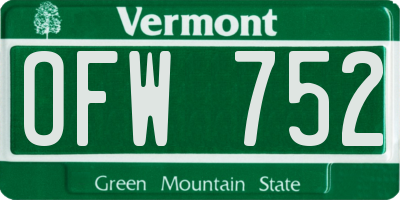 VT license plate OFW752