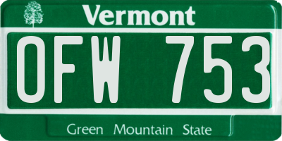 VT license plate OFW753