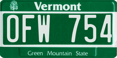 VT license plate OFW754