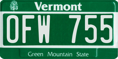 VT license plate OFW755