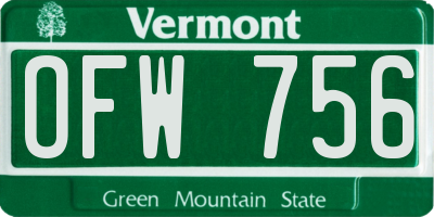 VT license plate OFW756