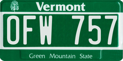 VT license plate OFW757