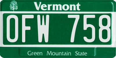 VT license plate OFW758