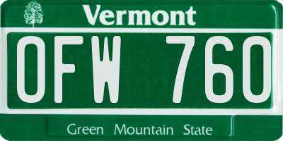 VT license plate OFW760