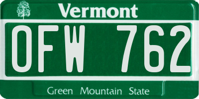VT license plate OFW762