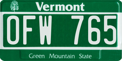 VT license plate OFW765