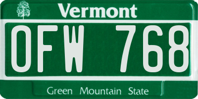 VT license plate OFW768