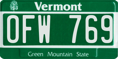 VT license plate OFW769