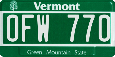 VT license plate OFW770
