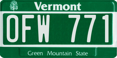 VT license plate OFW771