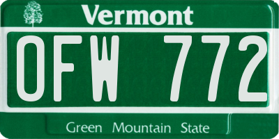 VT license plate OFW772