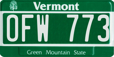VT license plate OFW773