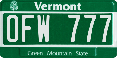 VT license plate OFW777