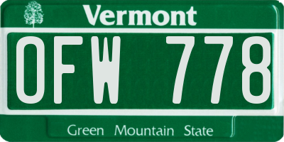 VT license plate OFW778