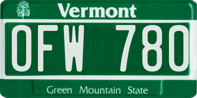 VT license plate OFW780