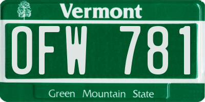 VT license plate OFW781