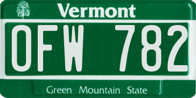 VT license plate OFW782