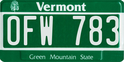 VT license plate OFW783