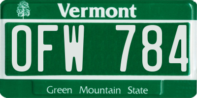 VT license plate OFW784