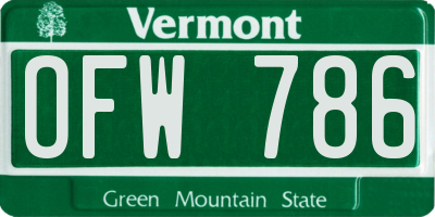 VT license plate OFW786