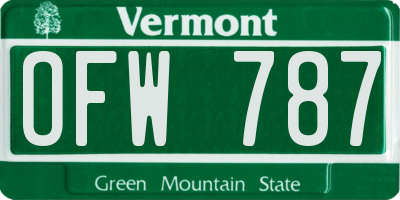 VT license plate OFW787