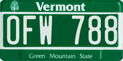 VT license plate OFW788
