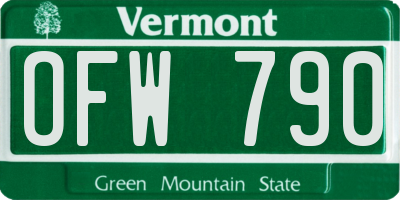 VT license plate OFW790