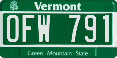 VT license plate OFW791