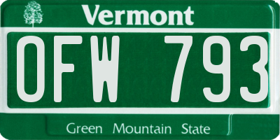 VT license plate OFW793