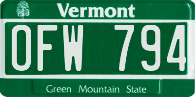 VT license plate OFW794