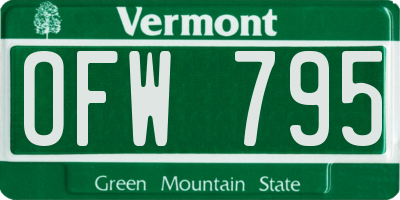 VT license plate OFW795
