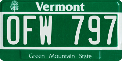 VT license plate OFW797