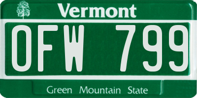 VT license plate OFW799
