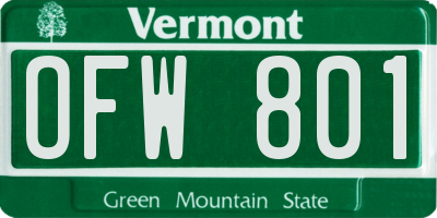 VT license plate OFW801