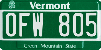 VT license plate OFW805