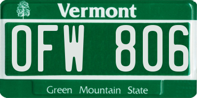VT license plate OFW806