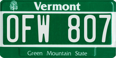 VT license plate OFW807