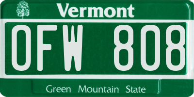 VT license plate OFW808