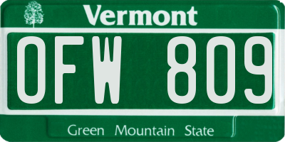 VT license plate OFW809