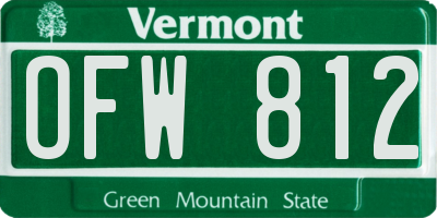 VT license plate OFW812
