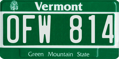 VT license plate OFW814