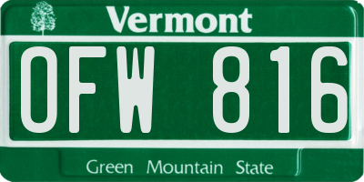 VT license plate OFW816