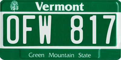 VT license plate OFW817
