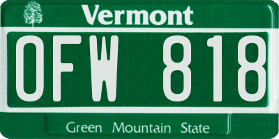 VT license plate OFW818