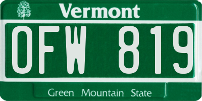 VT license plate OFW819