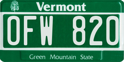 VT license plate OFW820