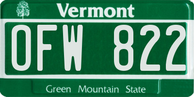 VT license plate OFW822